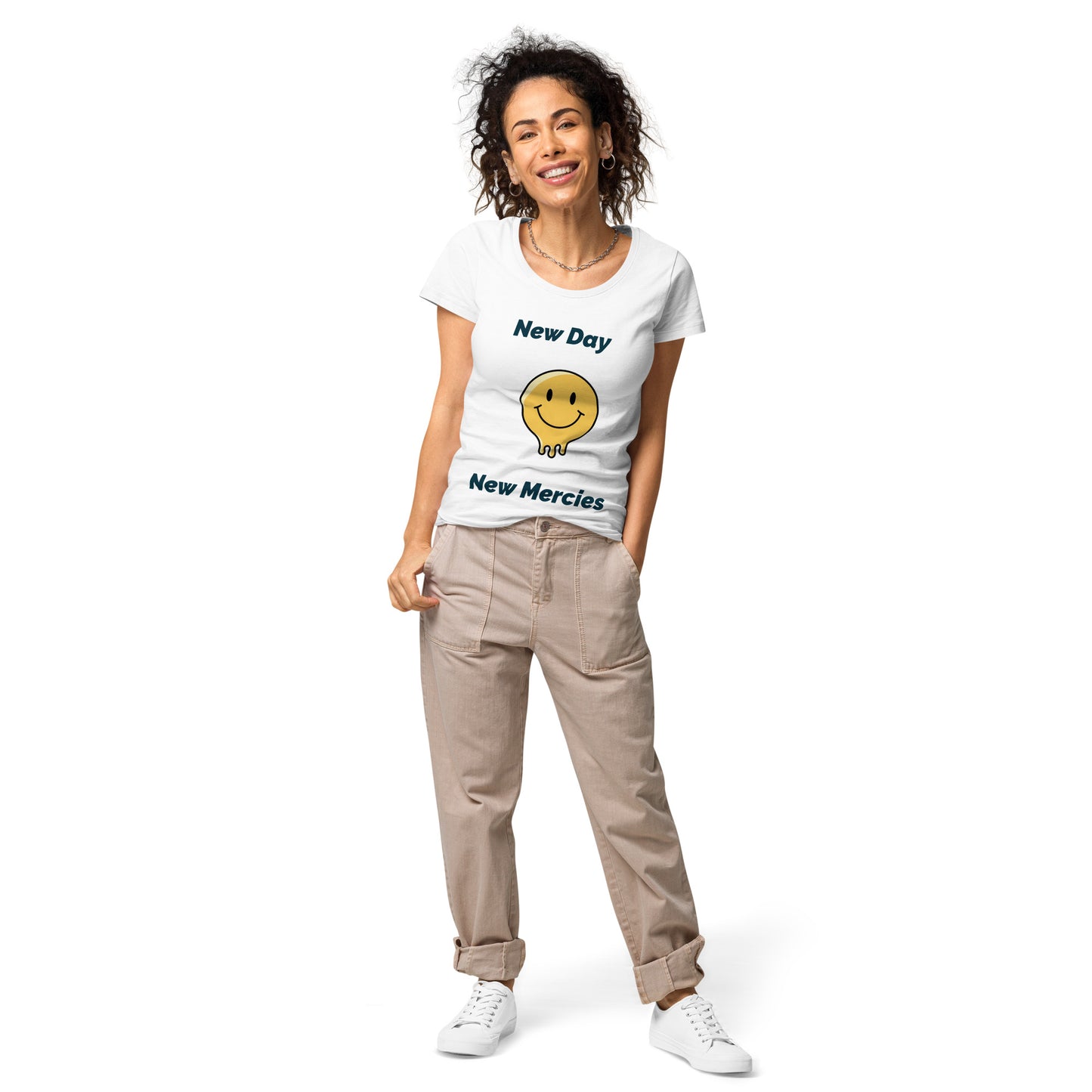 Women’s basic organic t-shirt New Day New Mercies