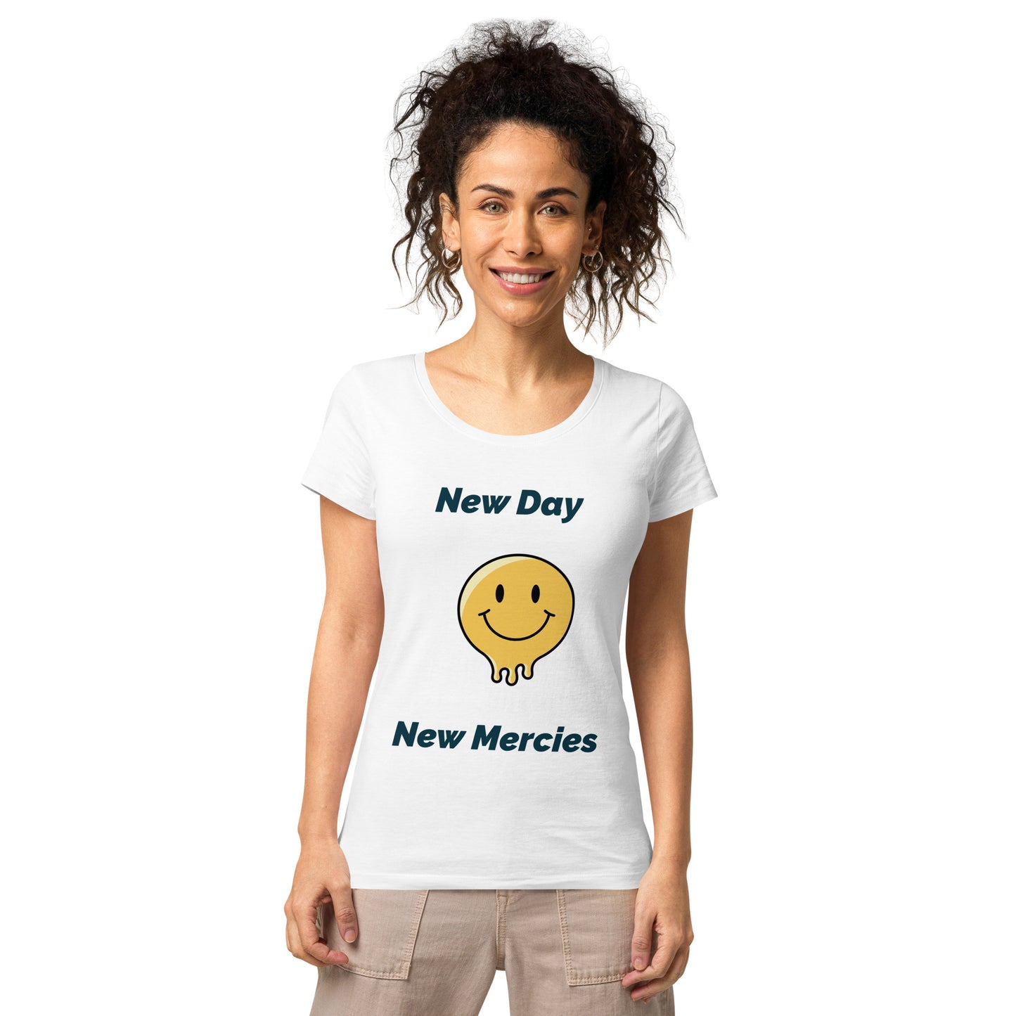 Women’s basic organic t-shirt New Day New Mercies